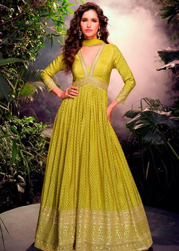 Green Anarkali Suit With Heavy Embroidery Work